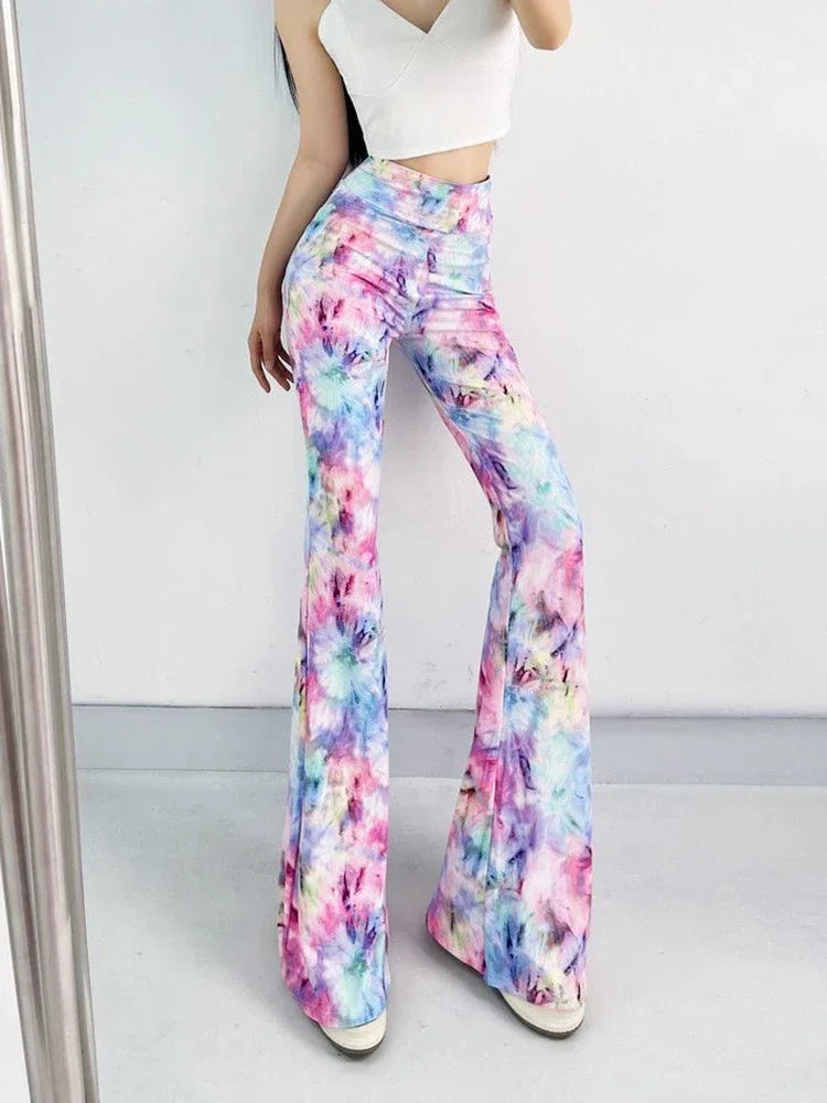 Damen Leggings Sexy gestreift hoher Taille Bootcut Hüftjeans Schlaghose Flared