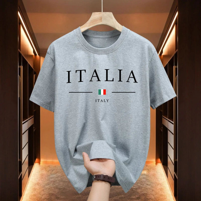 T-Shirt Uomo Manica Corta Italia Maglietta Camicia Maglia Italy 100% Cotone