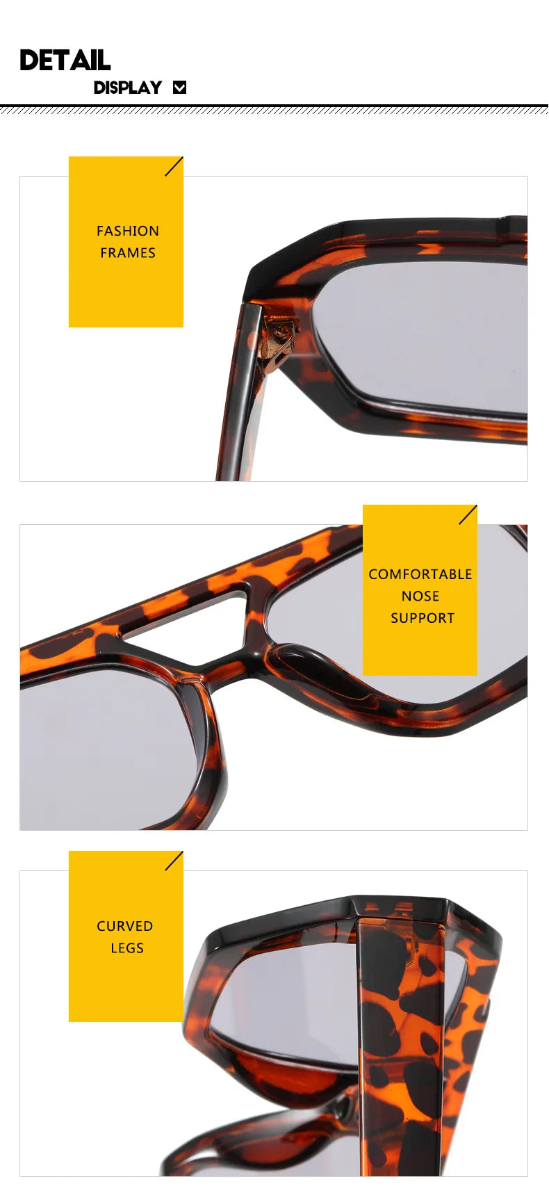 Damen Sonnenbrille Designer Luxus Brille Quadratische Übergröße Gläser Vintage
