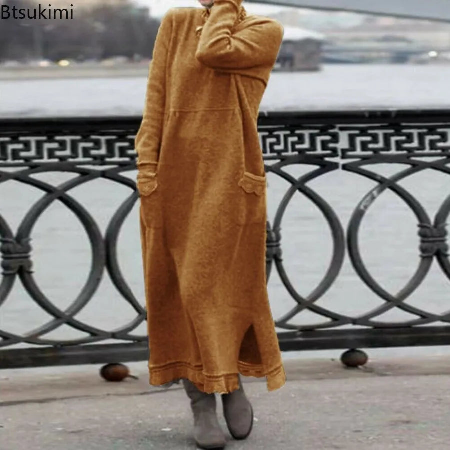 Damen Kapuzenpullover Minikleid Hoodie Sweatshirt Longtops Tunika Pullover Kleid