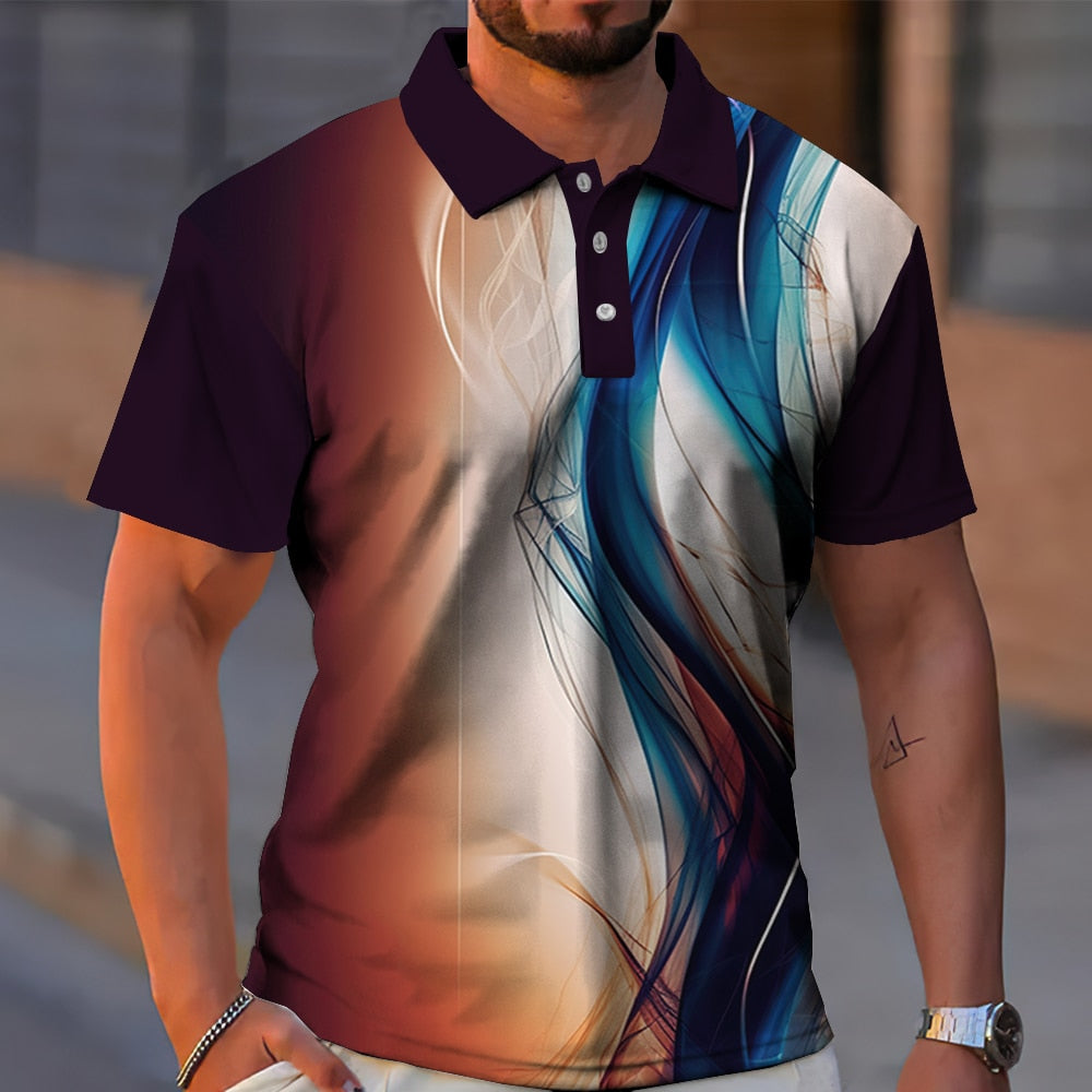 Herren Poloshirt POLO Shirt Zip Kontrast Kragen Kurzarm Slim Fit Hemd Polohemd