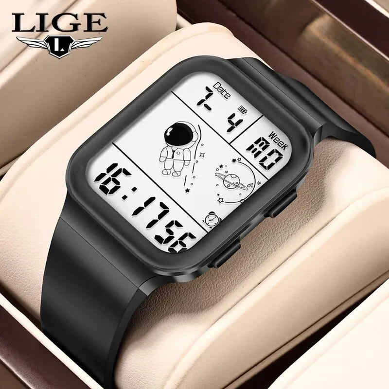 Herren Armbanduhr Digital Uhr Silber Edelstahl Quarzuhr Luxus LED Chronograph