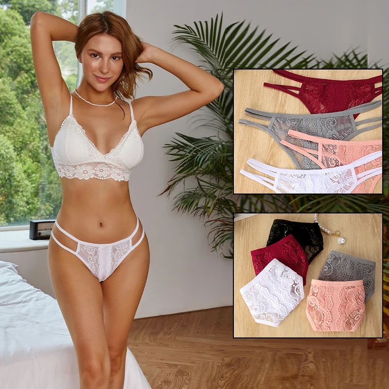 3Stk Frauen Spitze Tanga String Höschen Sexy Schlüpfer Slip Dessous Unterwäsche