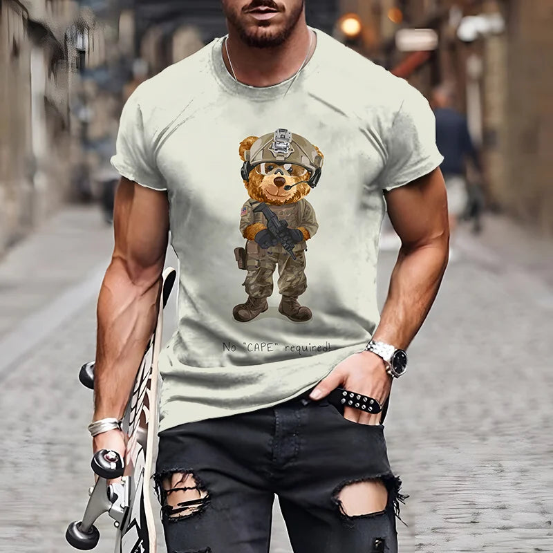 Fashion Herren Shirt Funny Baby Bear T-Shirt Rundhals Tops Sommer Streetwear