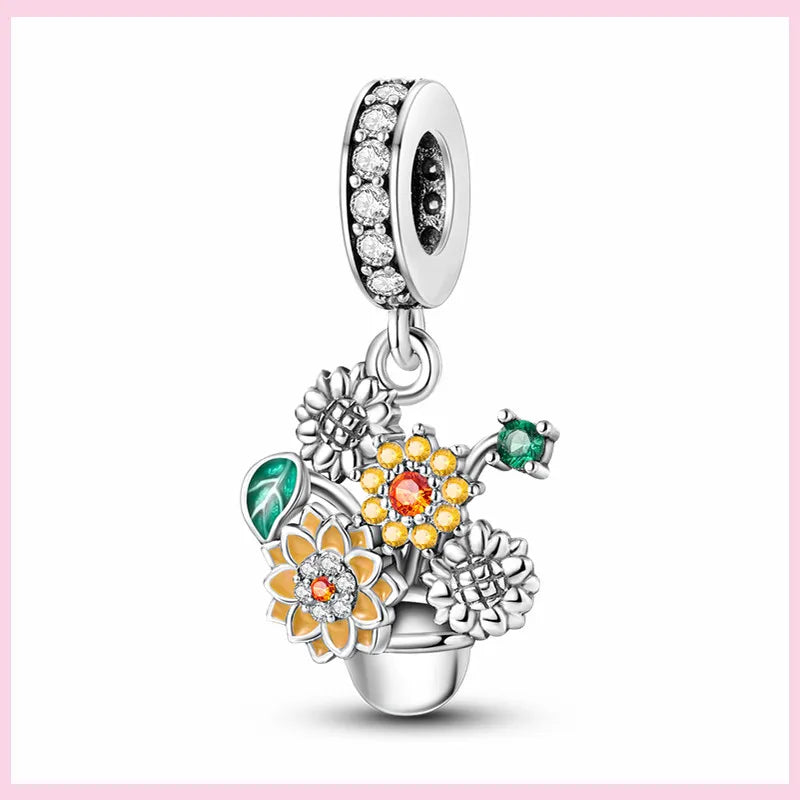 Charms Anhänger 925er Sterling Silber Armband Muranoglasperlen Damen Glas Beads