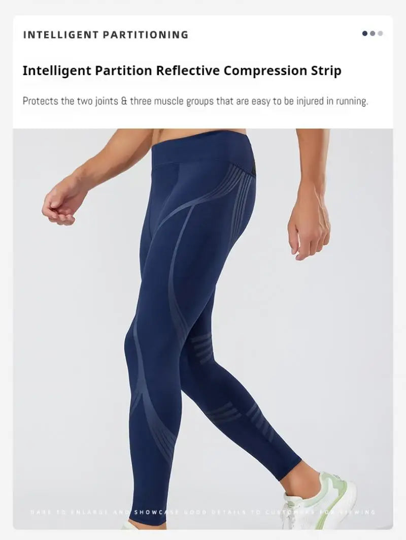 (S-2XL) Herren-Lauf-Kompressionsstrumpfhose, hochelastisch, schnell trocknend, Trainingshose mit Netztasche auf der Rückseite, Fitnessstudio, Training, enge Sporthose