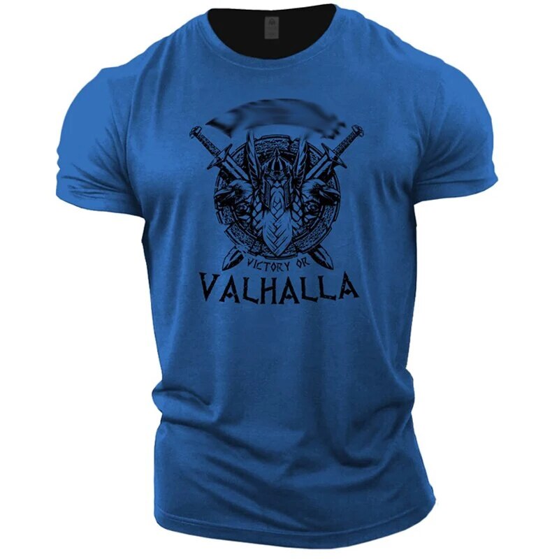 Herren Fashion Vintage 3D T-Shirt Rundhals Unisex Sommer Vikings Streetwear