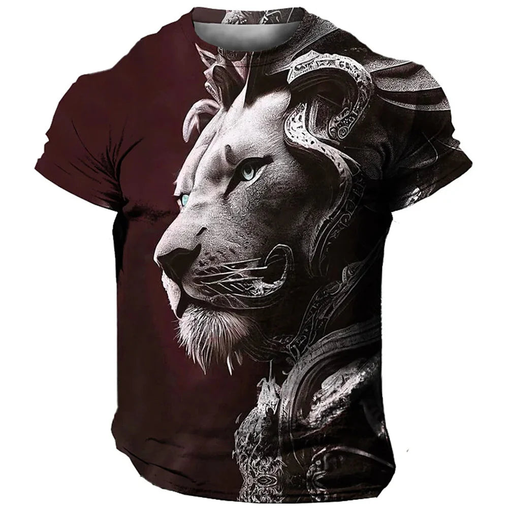 Herren T-Shirt Löwen 3D Shirt Rundhals Streetwear Lions Tank Top Polo Hemd