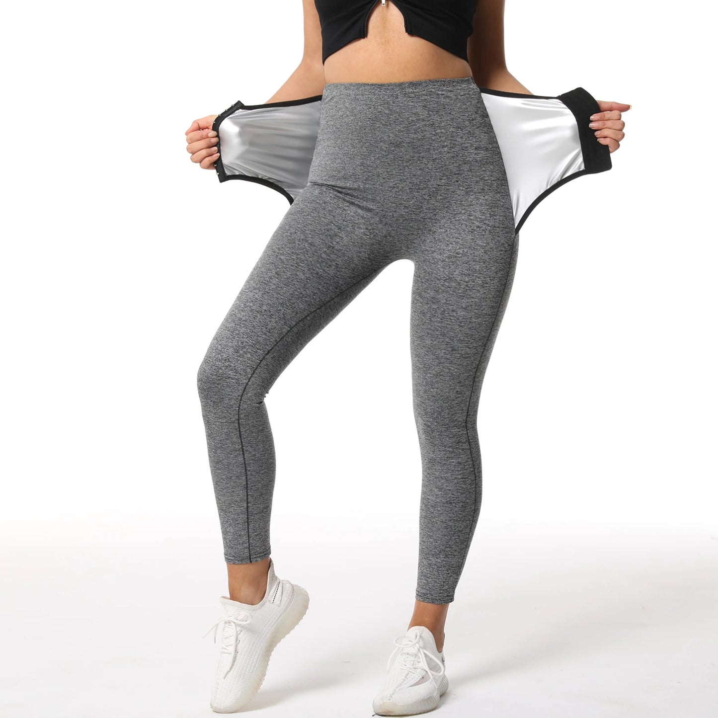 Damen Neopren Sauna Hose Schwitzhose Yogahose Thermoeffekt Abnehmen Hose Leggins