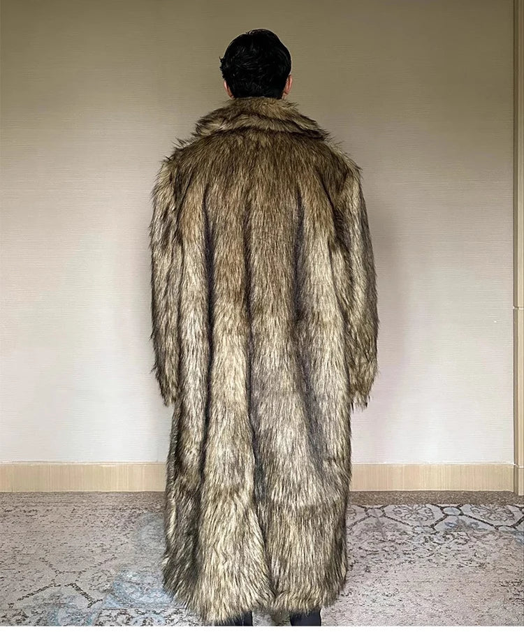 Herren Wintermantel Pelzmantel Kunstpelzmantel Herrenmantel Kunstpelz Mantel