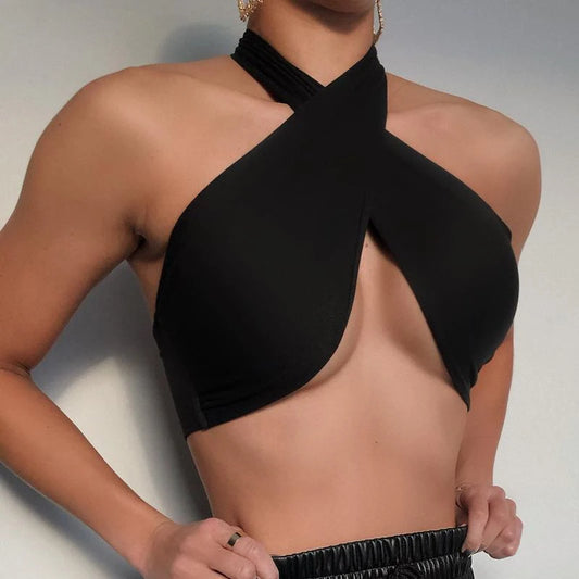 Damen Top Crossover Neckholder-Top Tank Top Shirt Trägertop Oberteil Blusen
