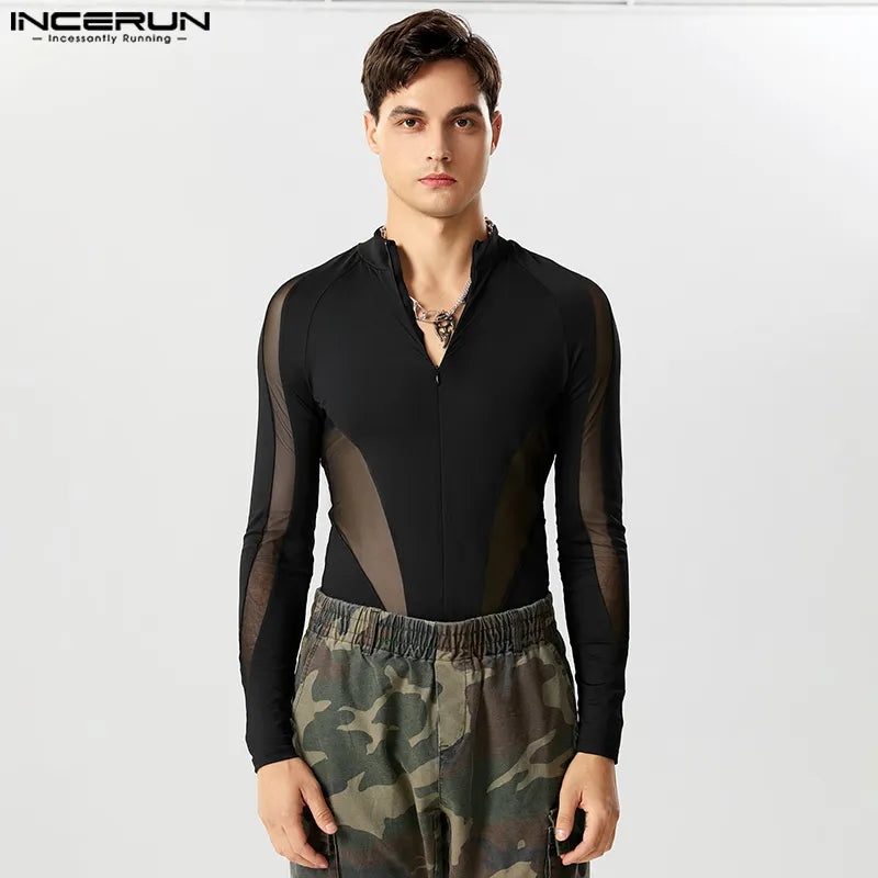Fetisch Fashion Männer Sexy Bodysuits Herren Body Shirts Hemd Transparent Club