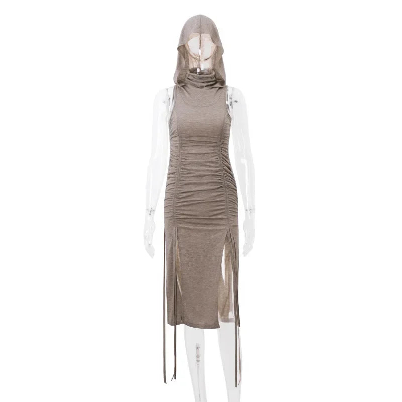 Frauen Minikleid Kapuzenpullover Kleid Hoodie Sweatshirt Sweatkleid Fashion Top