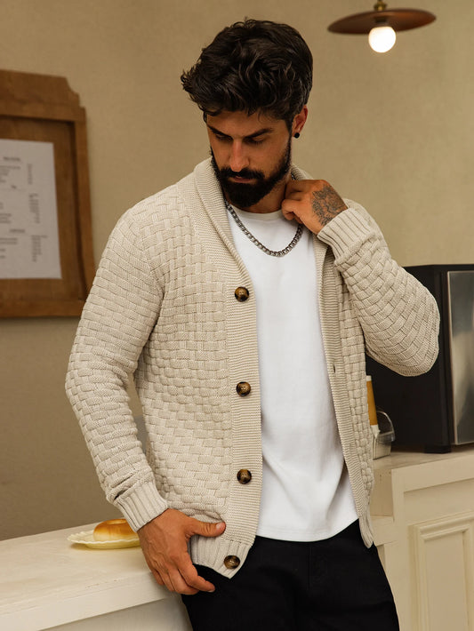 Herren Herbst Jacke Übergangsjacke Sweatjacke Sweater Strickjacke mit Zopfmuster