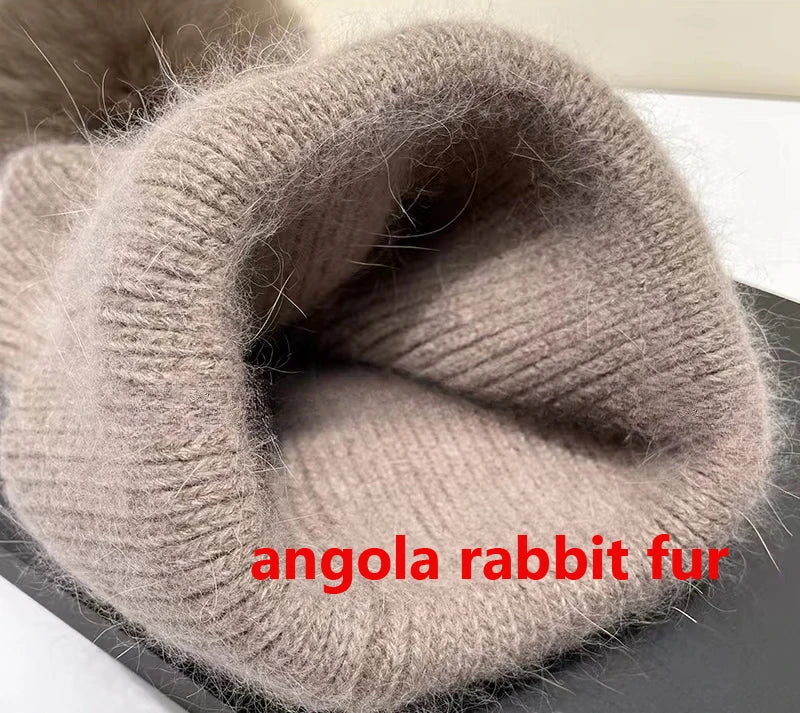 Damen Wolle Mütze Wintermütze Strickmütze Gefüttert Pudel Bommelmütze Pudelmütze
