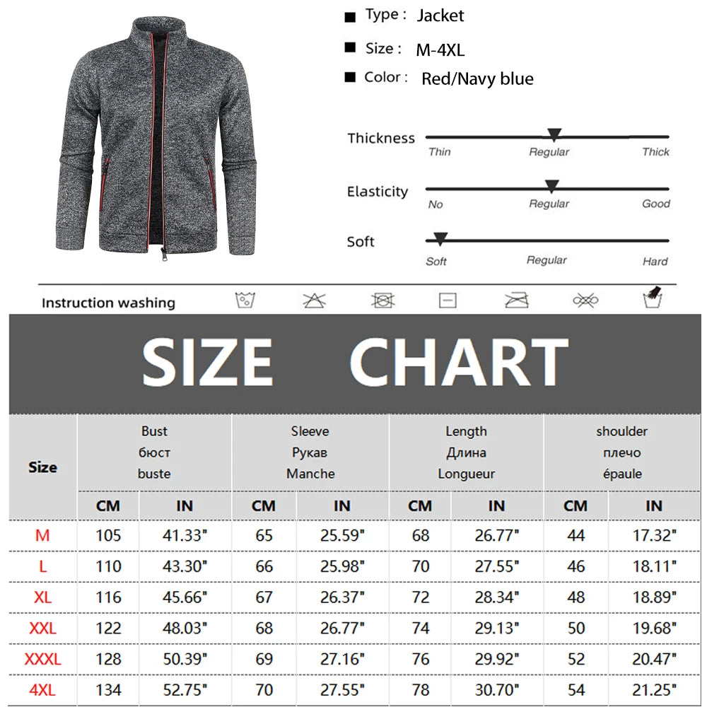 Herren Herbst Jacke Übergangsjacke Warme Sweatjacke Zipper Sweater Strickjacke