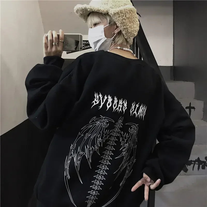 Gothic Kapuzenpullover Sweatshirt Fleece Hoodie Pulli Damen Kapuzenpulli Shirt
