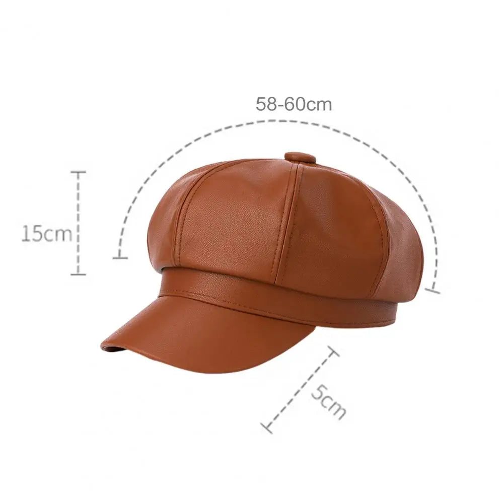 Damen Mütze Pu Kunstleder Leder Hut Schirmmützen Baskenmütze Flatcap Ballonmütze