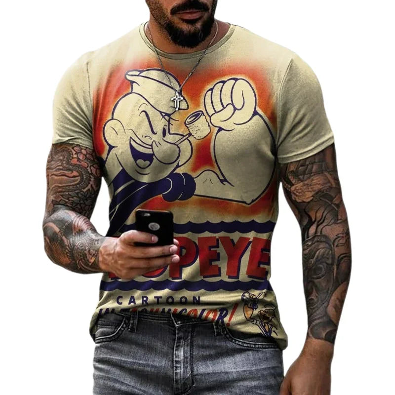 Herren Fashion Vintage 3D T-Shirt Rundhals Unisex Shirt Top Sommer Streetwear