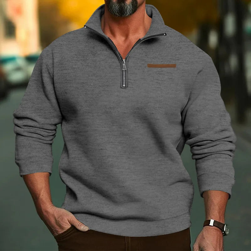 Herren Pullover Sweatshirt Troyer Pulli Sweater Stehkragen Zipper Langarmpulli