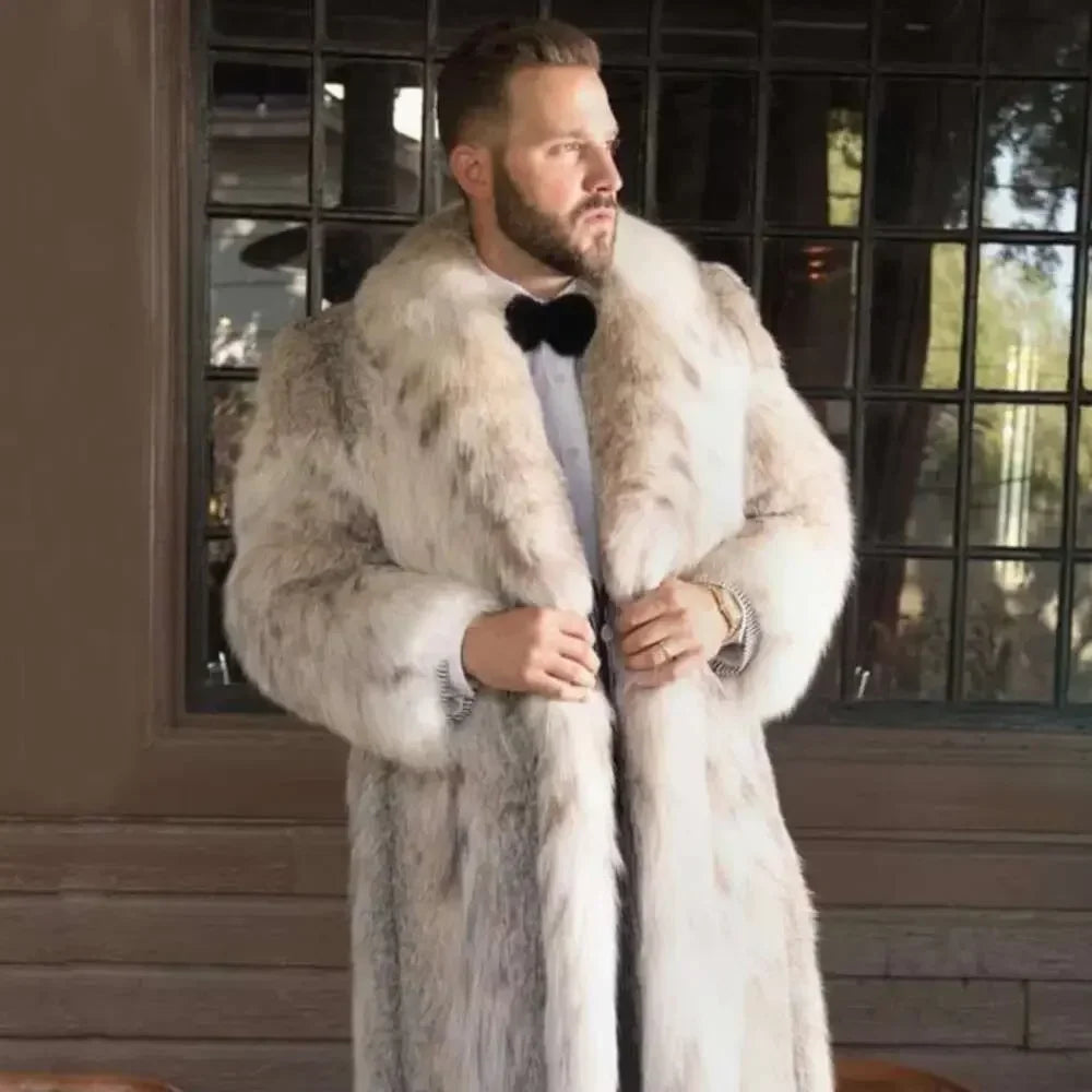 Herren Wintermantel Pelzmantel Kunstpelzmantel Herrenmantel Kunstpelz Mantel