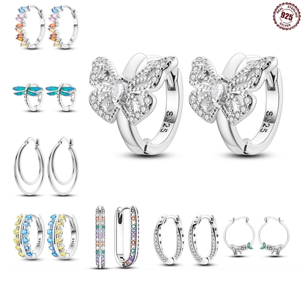 Funkelnde 925er Silber Creolen m. Zirkonia | Luxus-Qualität | Trend Ohrringe