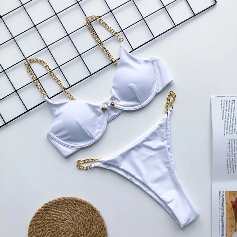 Frauen Bademode High Cut Bikini Set Sexy Push Up Badeanzug Damen Tanga Swimwear