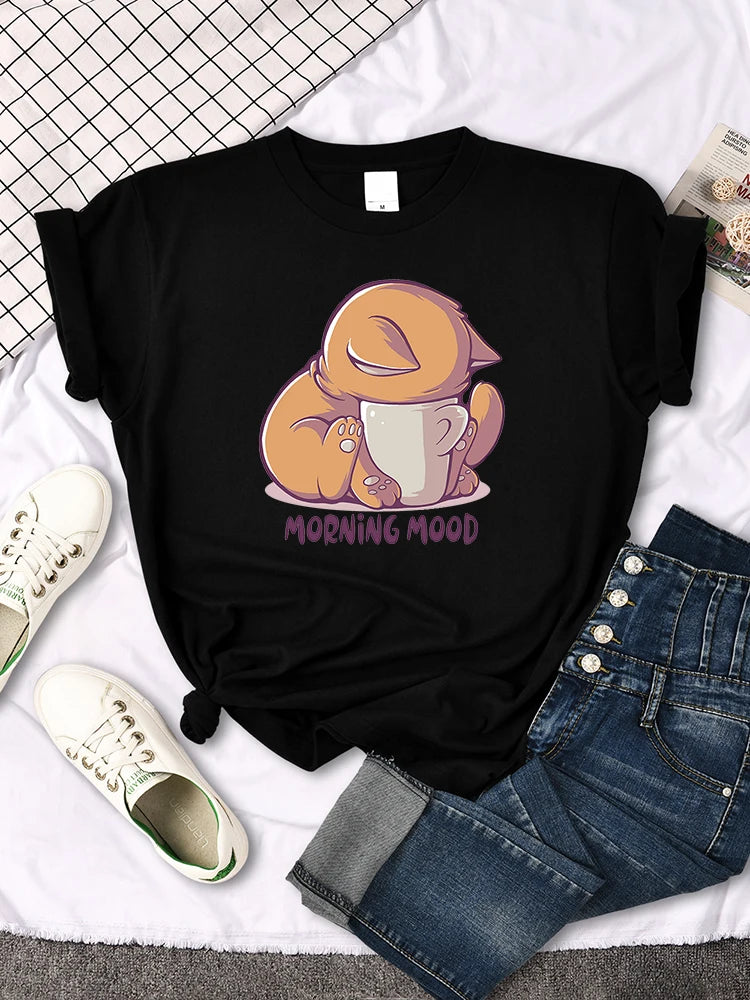 Damen Sommer Top Mona Lisa T-Shirt Rundhals Streetwear lockeres Damentop Mädchen