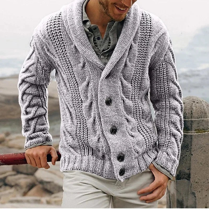 Herren Herbst Jacke Übergangsjacke Sweatjacke Sweater Strickjacke mit Zopfmuster