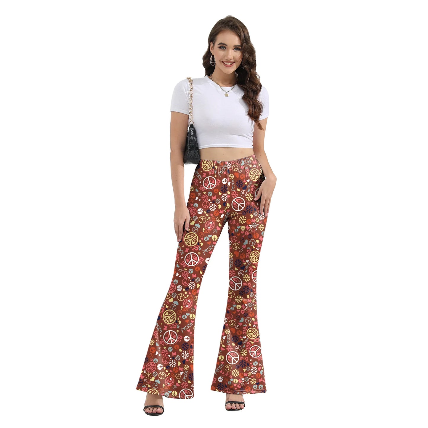 Pantaloni Yoga donna a gamba larga Leggins Svasati Sportivi Fitness Tuta Retro