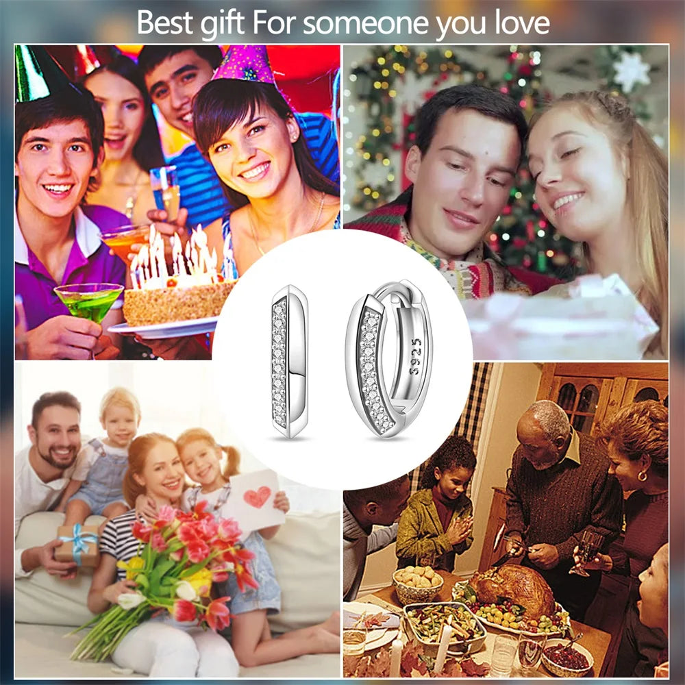 Creole Argento 925 Sterling Zirconi | Orecchini Eleganti Ipoallergenici Regalo