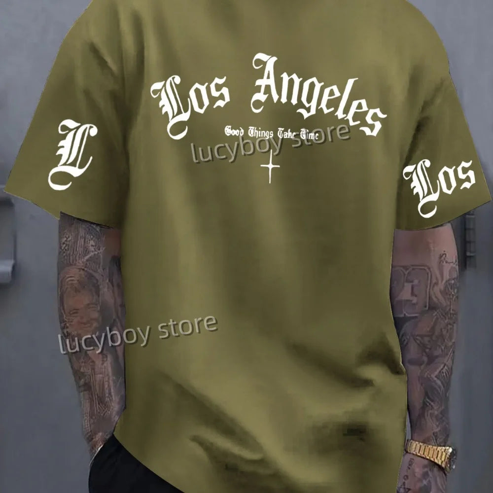 Herren T-Shirt Los Angeles Shirt Rundhals Streetwear Tank Top Hemd Polohemd