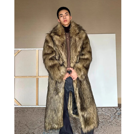 Herren Wintermantel Pelzmantel Kunstpelzmantel Herrenmantel Kunstpelz Mantel