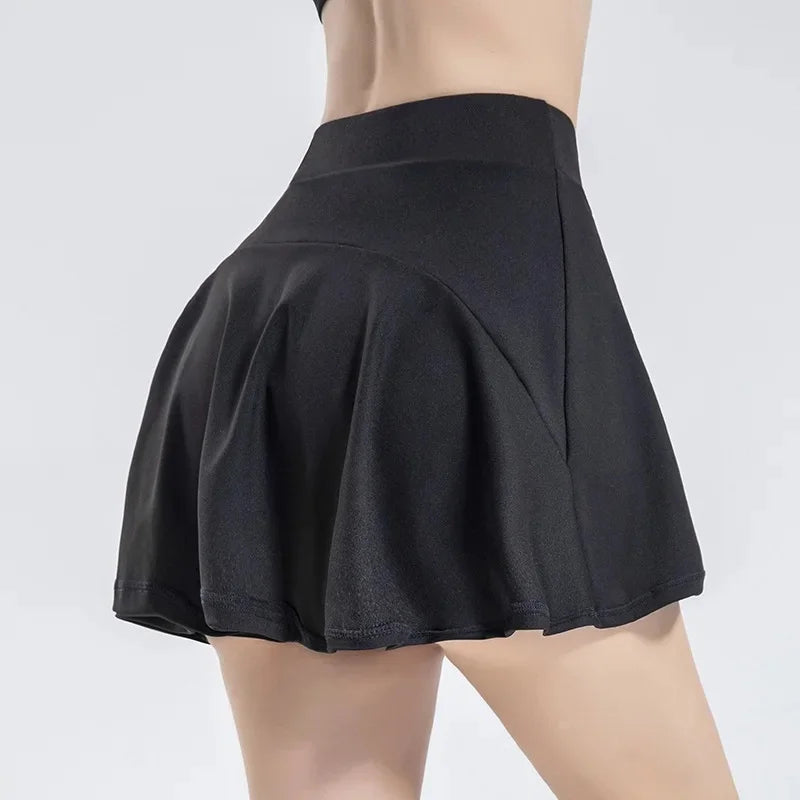 Damen Tennis-Rock mit Innenhose Sportrock Laufrock Gym Fitness Shorts mit Tasche