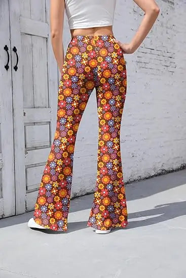 Pantaloni Yoga donna a gamba larga Leggins Svasati Sportivi Fitness Tuta Retro