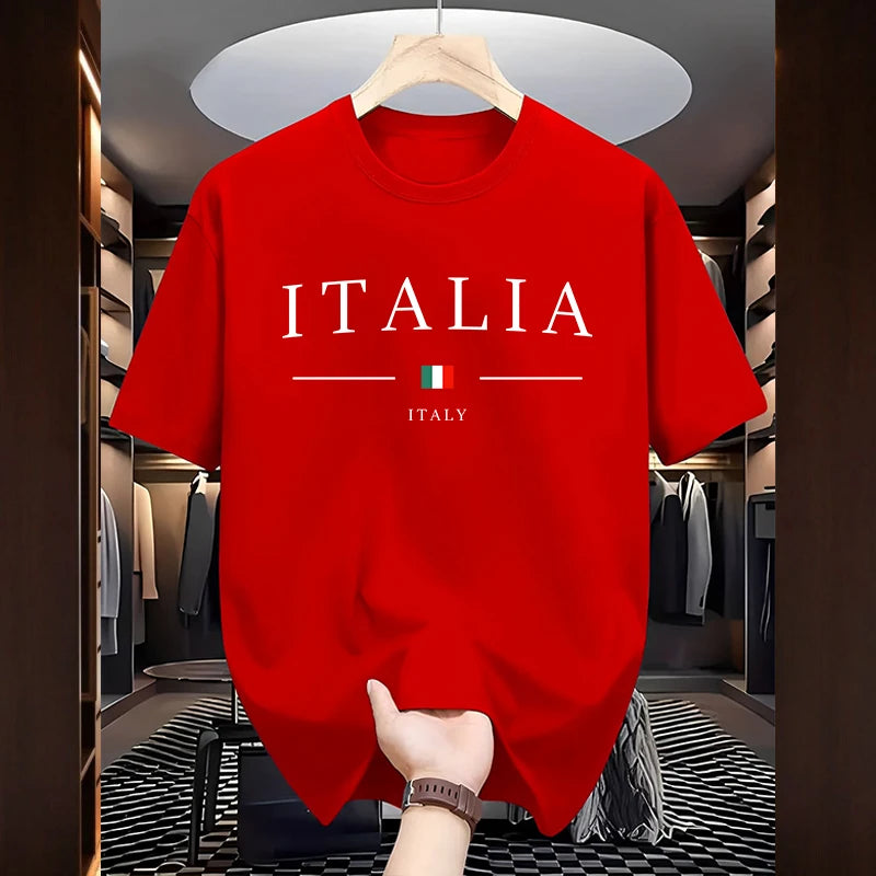 T-Shirt Uomo Manica Corta Italia Maglietta Camicia Maglia Italy 100% Cotone