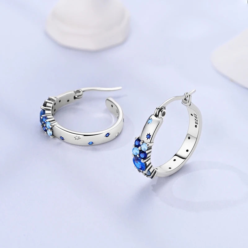 Funkelnde 925er Silber Creolen m. Zirkonia | Luxus-Qualität | Trend Ohrringe
