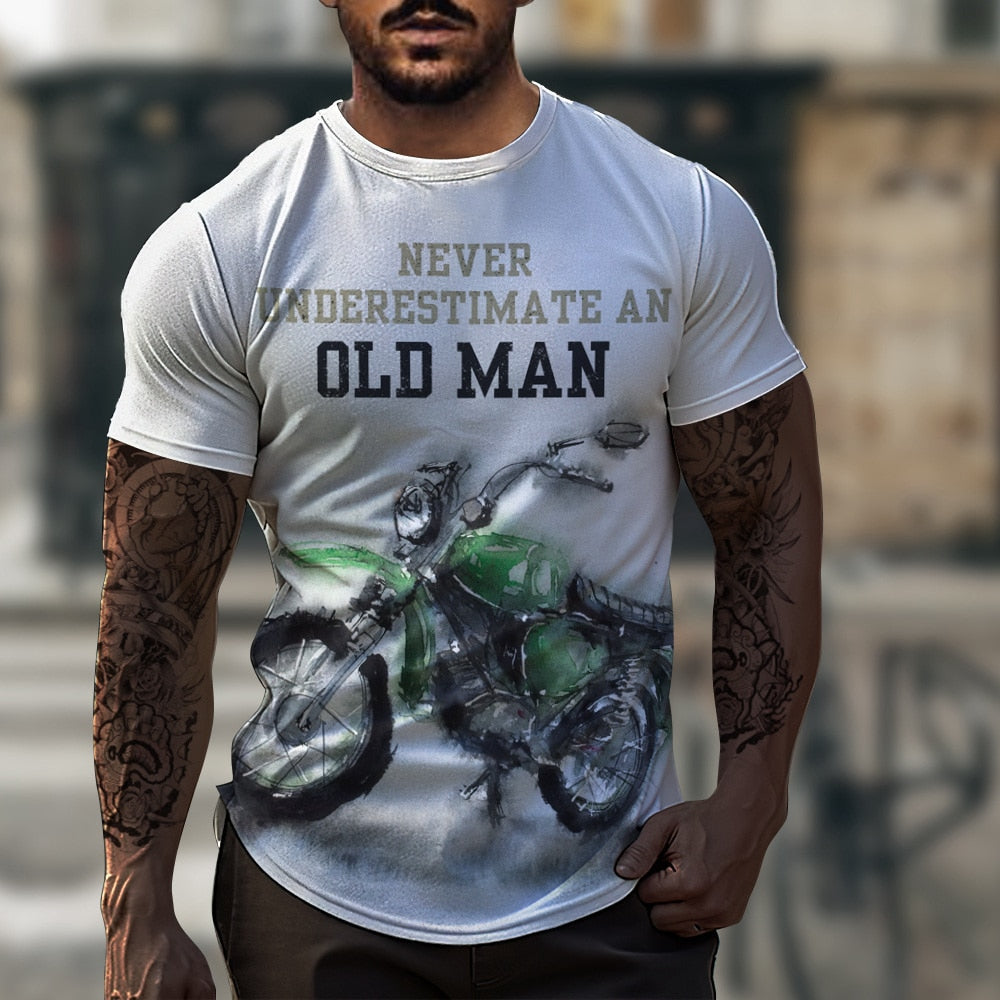 Herren Fashion Vintage Biker 3D T-Shirt Rundhals Unisex Sommer Streetwear