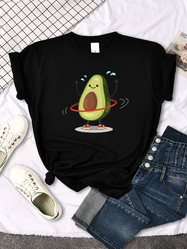 Damen Sommer Top Mona Lisa T-Shirt Rundhals Streetwear lockeres Damentop Mädchen