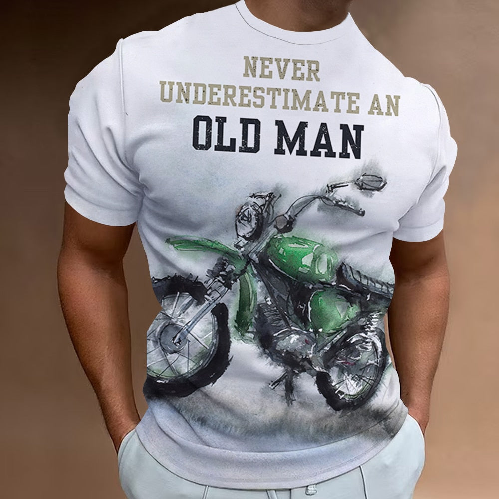 Herren Fashion Vintage Biker 3D T-Shirt Rundhals Unisex Sommer Streetwear