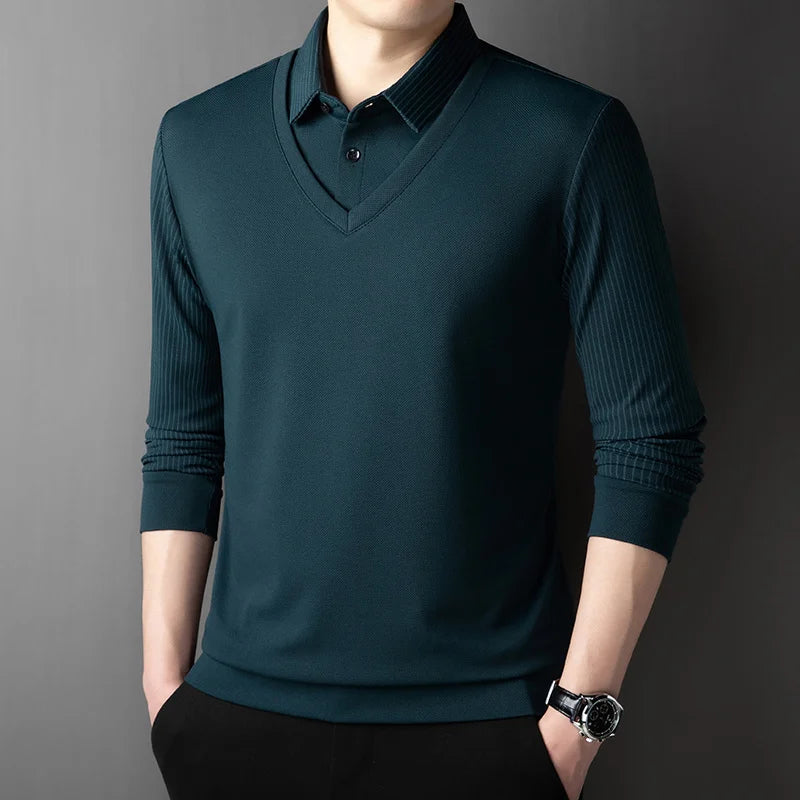 Herren Poloshirt POLO Shirt T-Shirt Langarm Zipper Hemd Fashion Polohemd Top NEU
