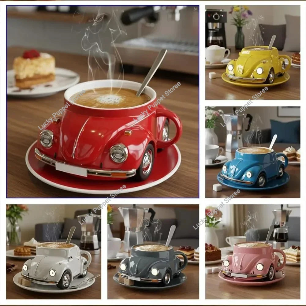 Edelstahl Kaffeebecher Mug VW Beetle-Motiv Kaffeetasse Becher Tasse Geschenk