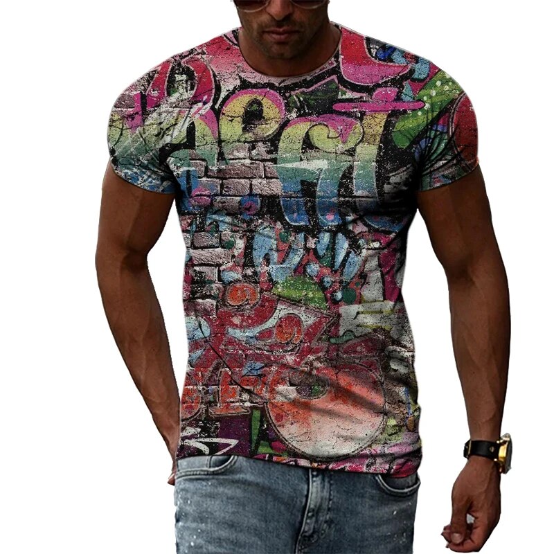 Herren Fashion Vintage 3D T-Shirt Rundhals Unisex Sommer Streetwear