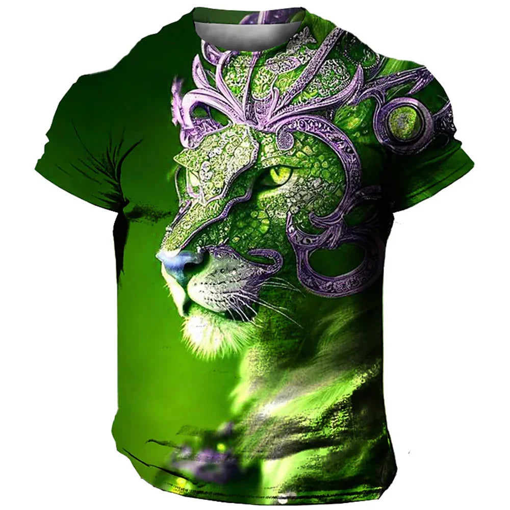 Herren T-Shirt Löwen 3D Shirt Rundhals Streetwear Lions Tank Top Polo Hemd