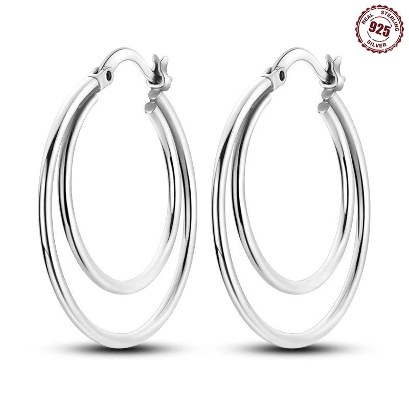 Funkelnde 925er Silber Creolen m. Zirkonia | Luxus-Qualität | Trend Ohrringe