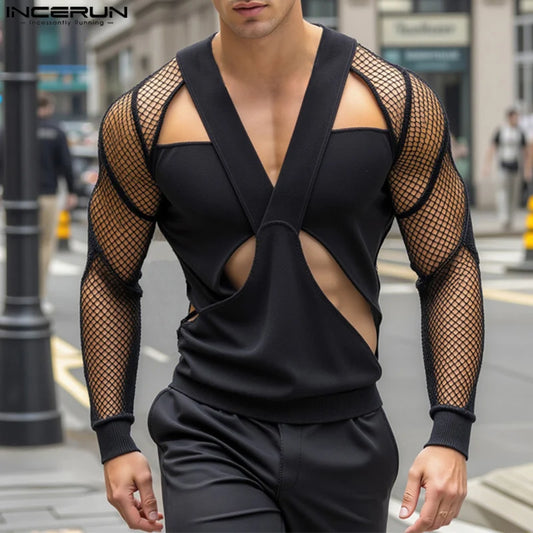Fetisch Fashion Männer Oberteil Sexy Shirt Herren Body Hemd Transparent Clubwear