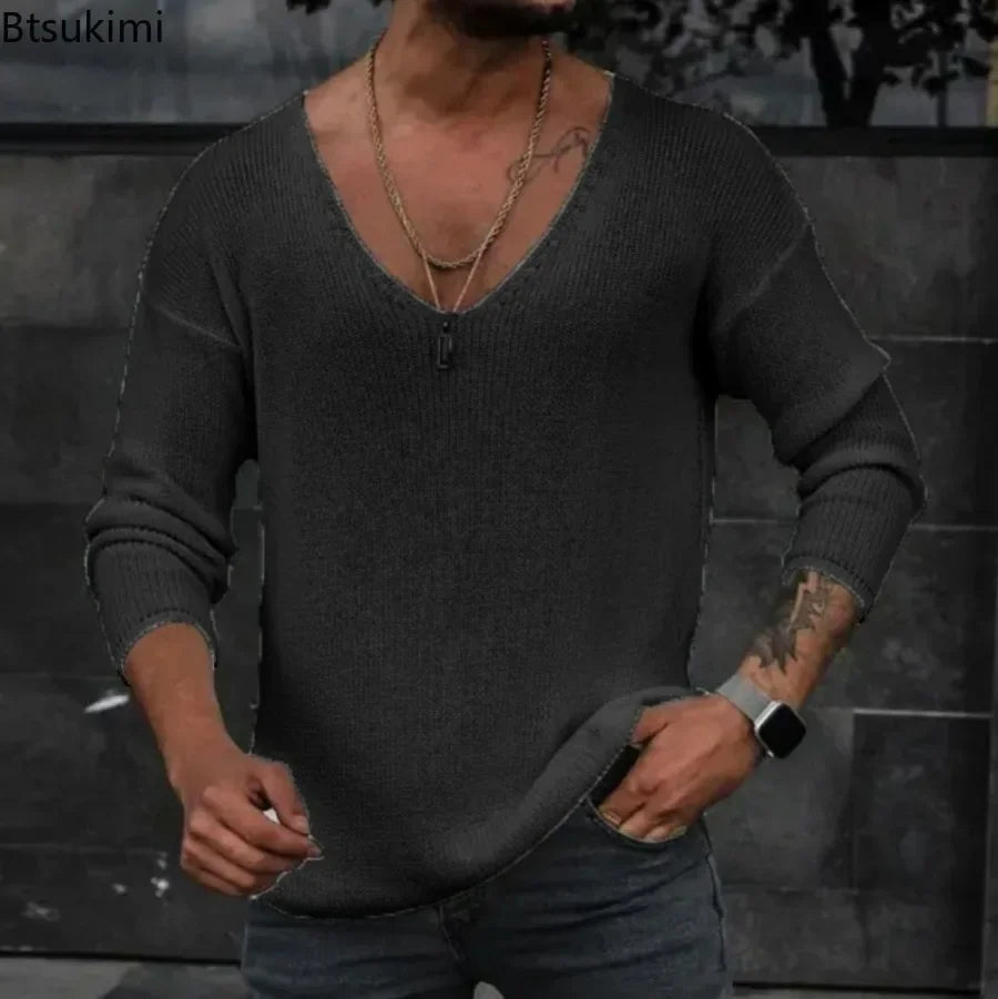 Herren Pullover Sweatshirt Leichter Pulli Sweater Langarm Shirt Strickpullover