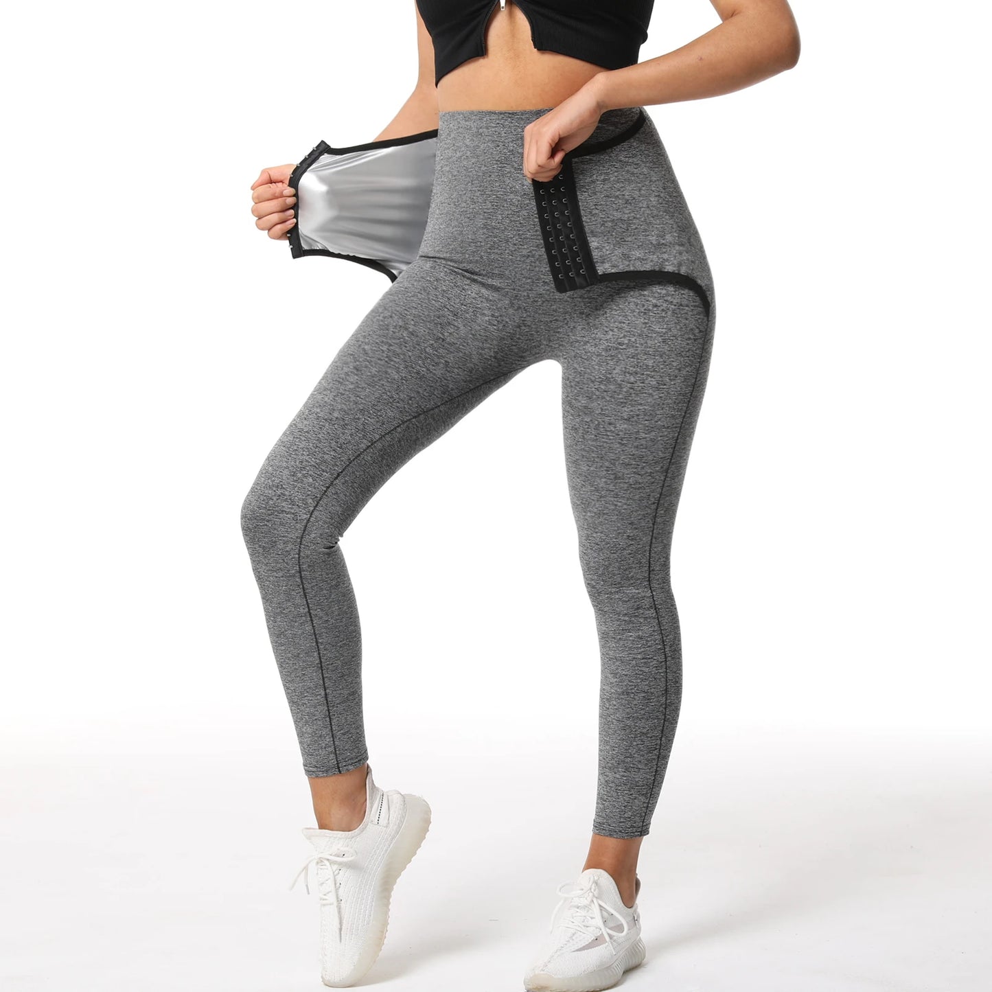 Damen Neopren Sauna Hose Schwitzhose Yogahose Thermoeffekt Abnehmen Hose Leggins