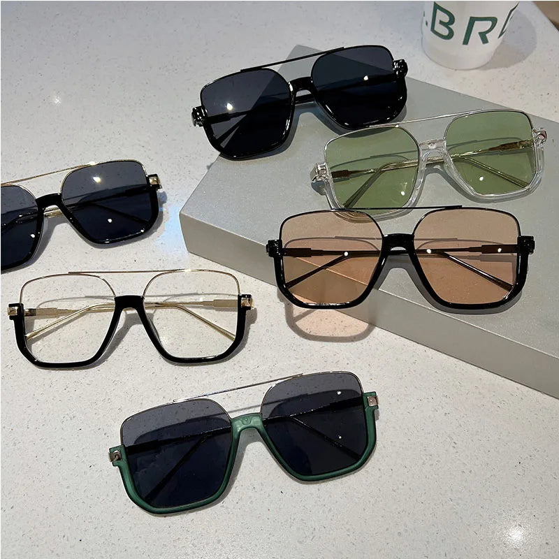 Damen Sonnenbrille Designer Luxus Brille Quadratische Übergröße Gläser Vintage