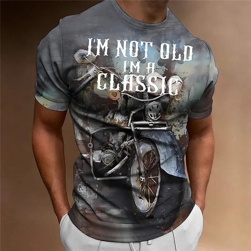 Herren Fashion Vintage 3D T-Shirt Rundhals Unisex Sommer Streetwear Motorsport